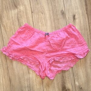 PINK VICTORIA'S SECRET Rare Vintage y2k Frilly Lettuce Trim Hem PJ Sleep Shorts